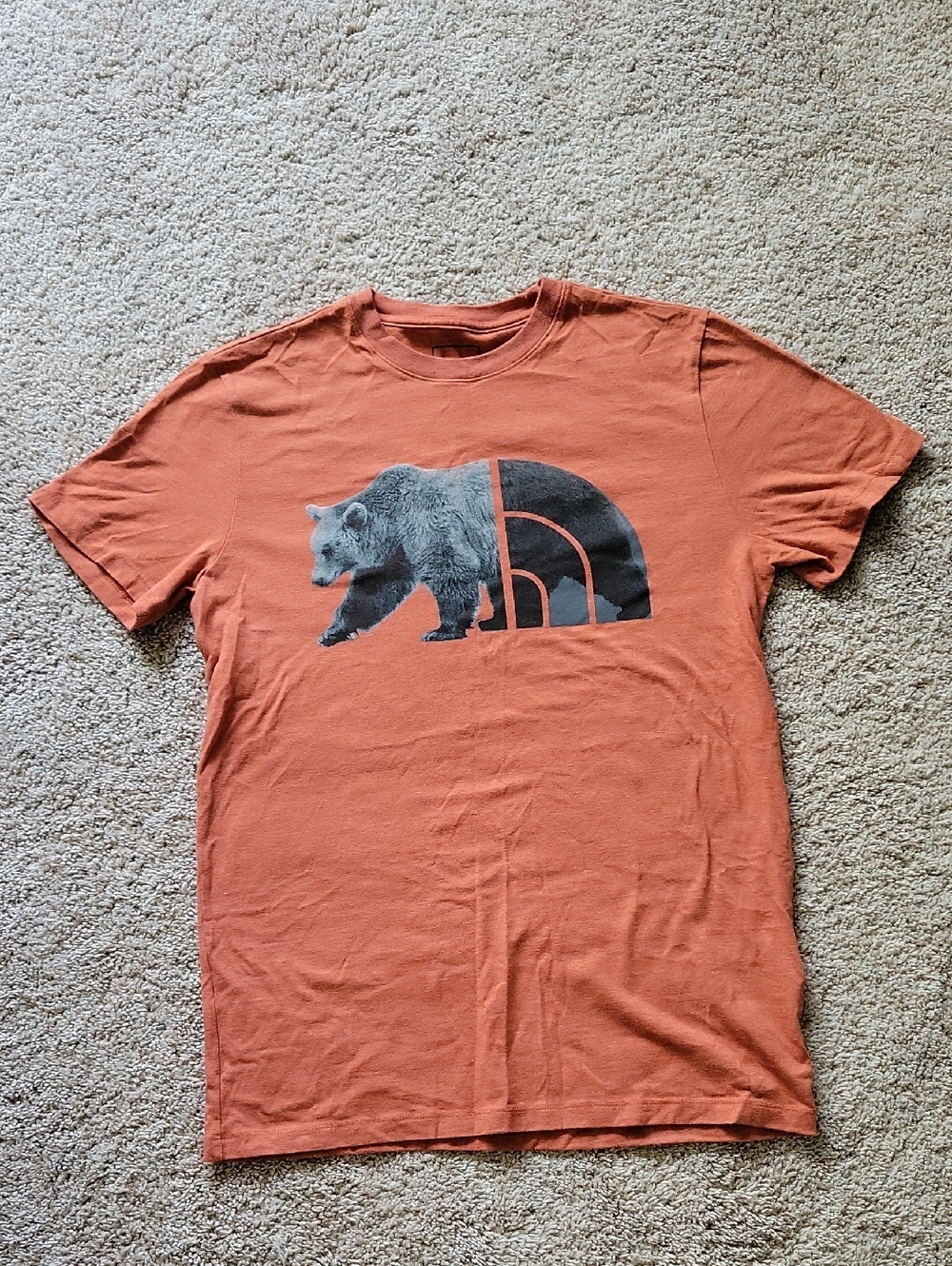 The North Face Men's Rust Orange Bear Logo Short Sleeve Tee